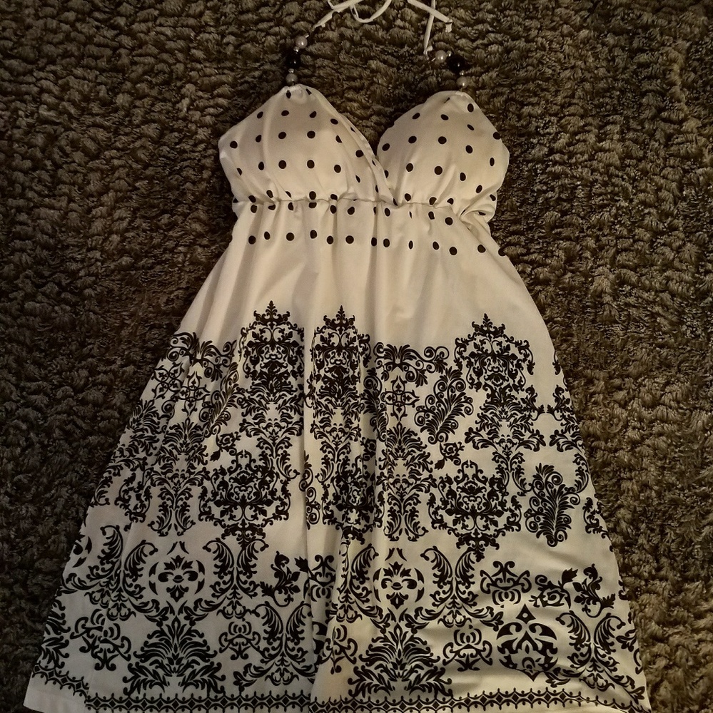White polka dot summer mini dress